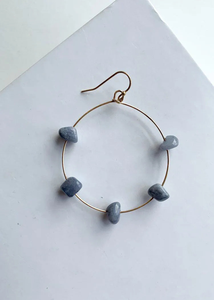 Cloud Cover Gray Stone Hoops