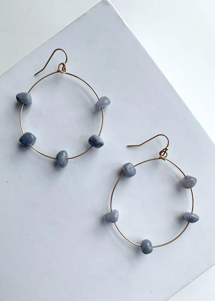 Cloud Cover Gray Stone Hoops