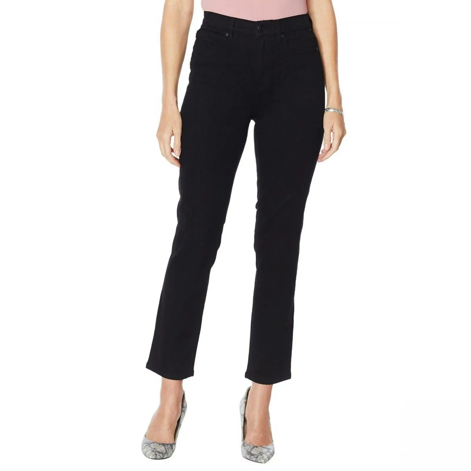 DG2 by Diane Gilman Women's Classic Stretch Straight Ankle Jeans Black 12