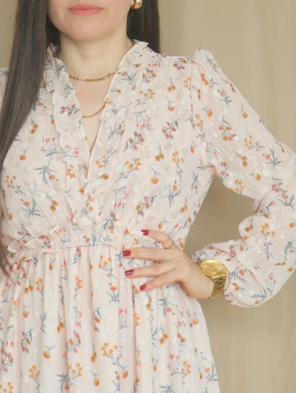 MAXIVESTIDO FULL BOBOS ESTAMPADO MELÓN