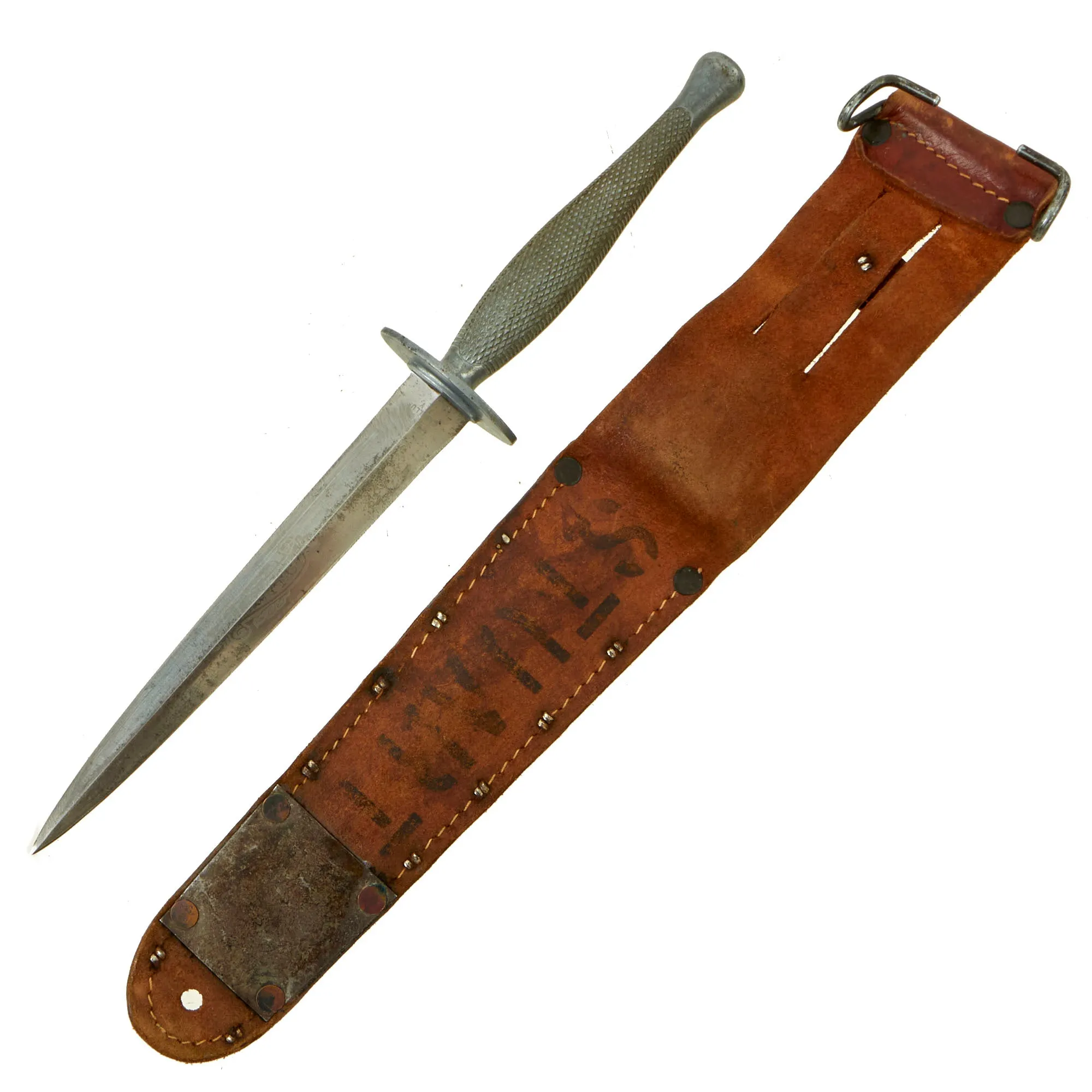 Original U.S. WWII USMC Marine Raider Stiletto Dagger by Camillus with Named M6 Sheath